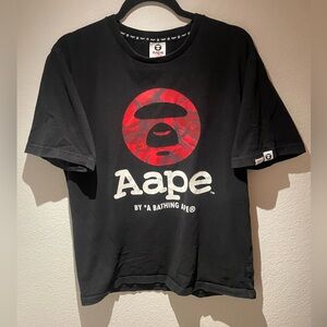 Bape T Shirt XL Black / Gray Strip Ape Head Logo A Bathing Ape Classic